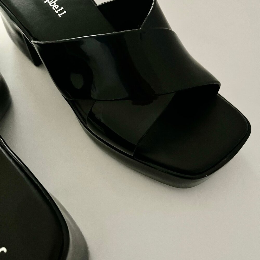 NEW! Jeffery Campbell Black Bubblegum Platform Sandals Heel Mule Patent Slides 6 - Picture 8 of 16